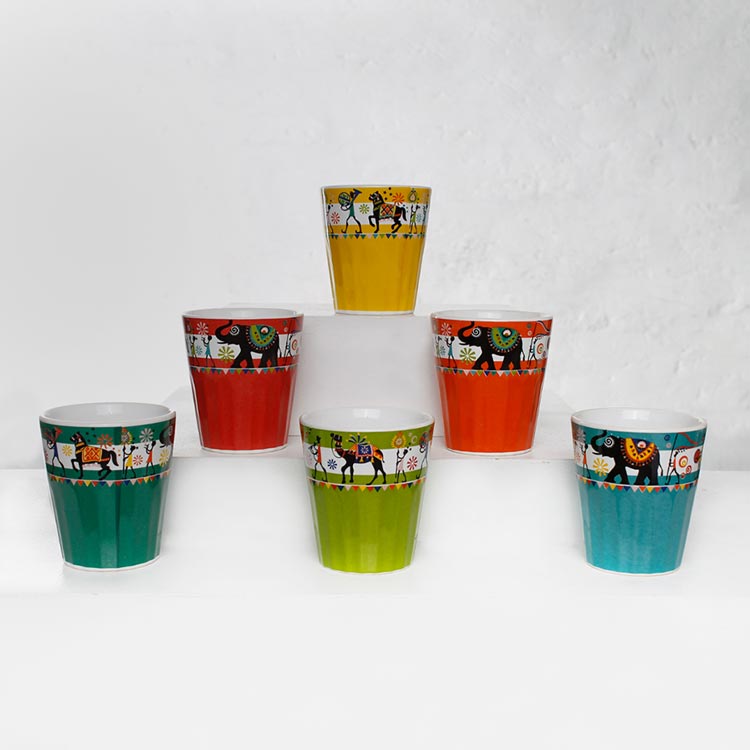 Earth Store Tribal Art Tea Glass (Set of 6)