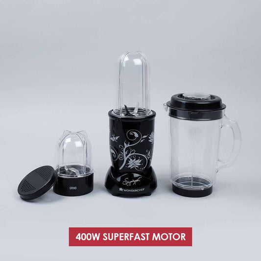 Nutri-blend, 400W, 22000 RPM Mixer-Grinder, Blender, SS Blades, 3 Unbreakable Jars, 2 Years Warranty, Black, Online Recipe Book By Chef Sanjeev Kapoor