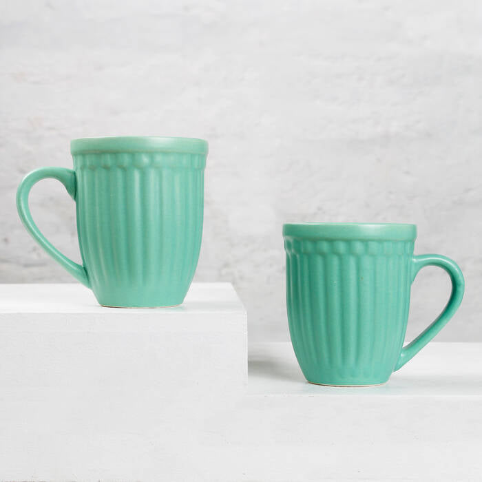 Earth Store Glam Matte Sea Green Mug  (Set of 2)