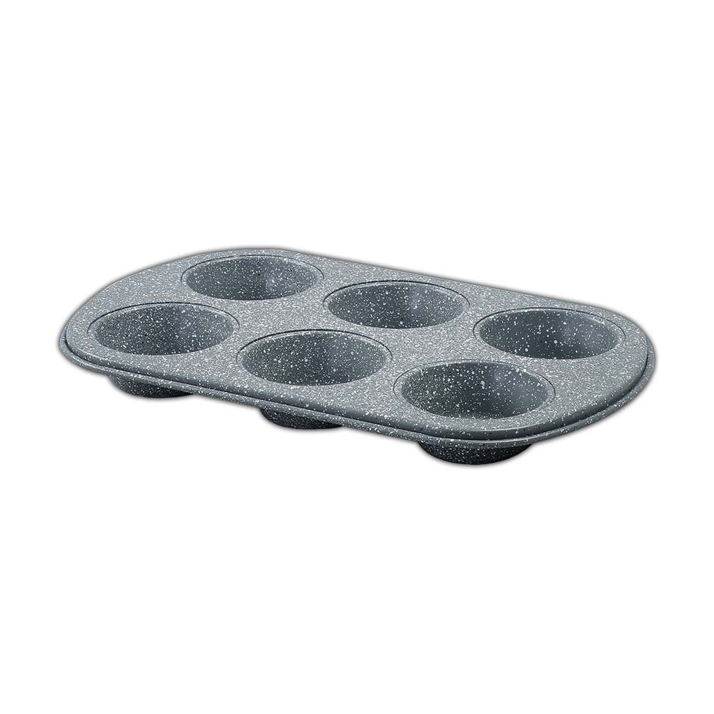 Ambrosia 6 Cup Metal Round Muffin Pan, Cupcake Tray, Baking Mould Tray, Non-Stick Bakeware Reusable Tray Pan