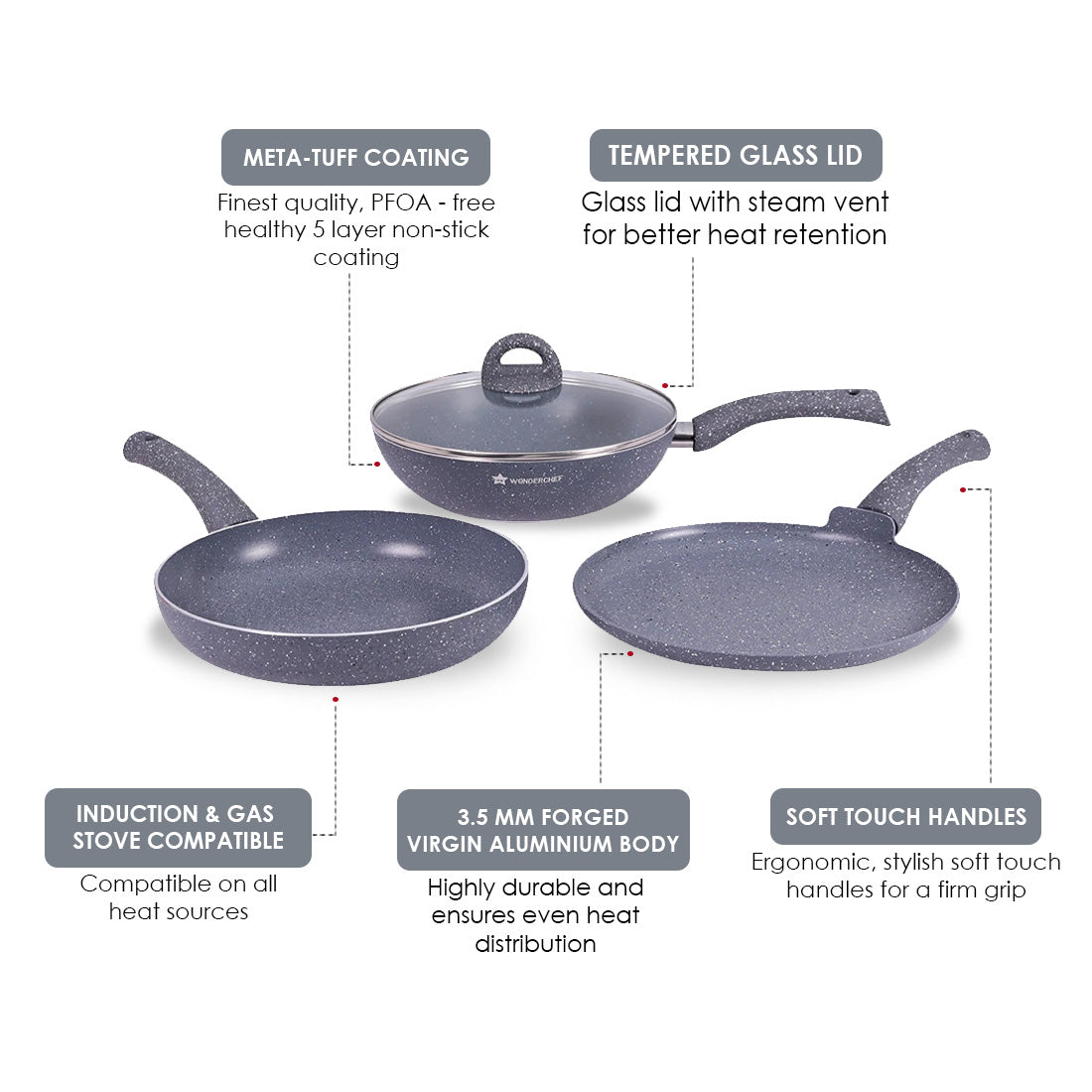 Granite Set With Free Dosa Tawa 26Cm Worth Rs 1400/- + Waterstone Black Silicone Solid Spatula