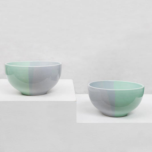 Earth Store   Green Grey Dual Tone Bowl  (Set of 2)