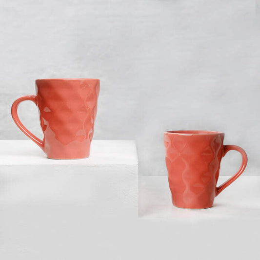 Earth Store Peach Diamond Mug  (Set of 2)