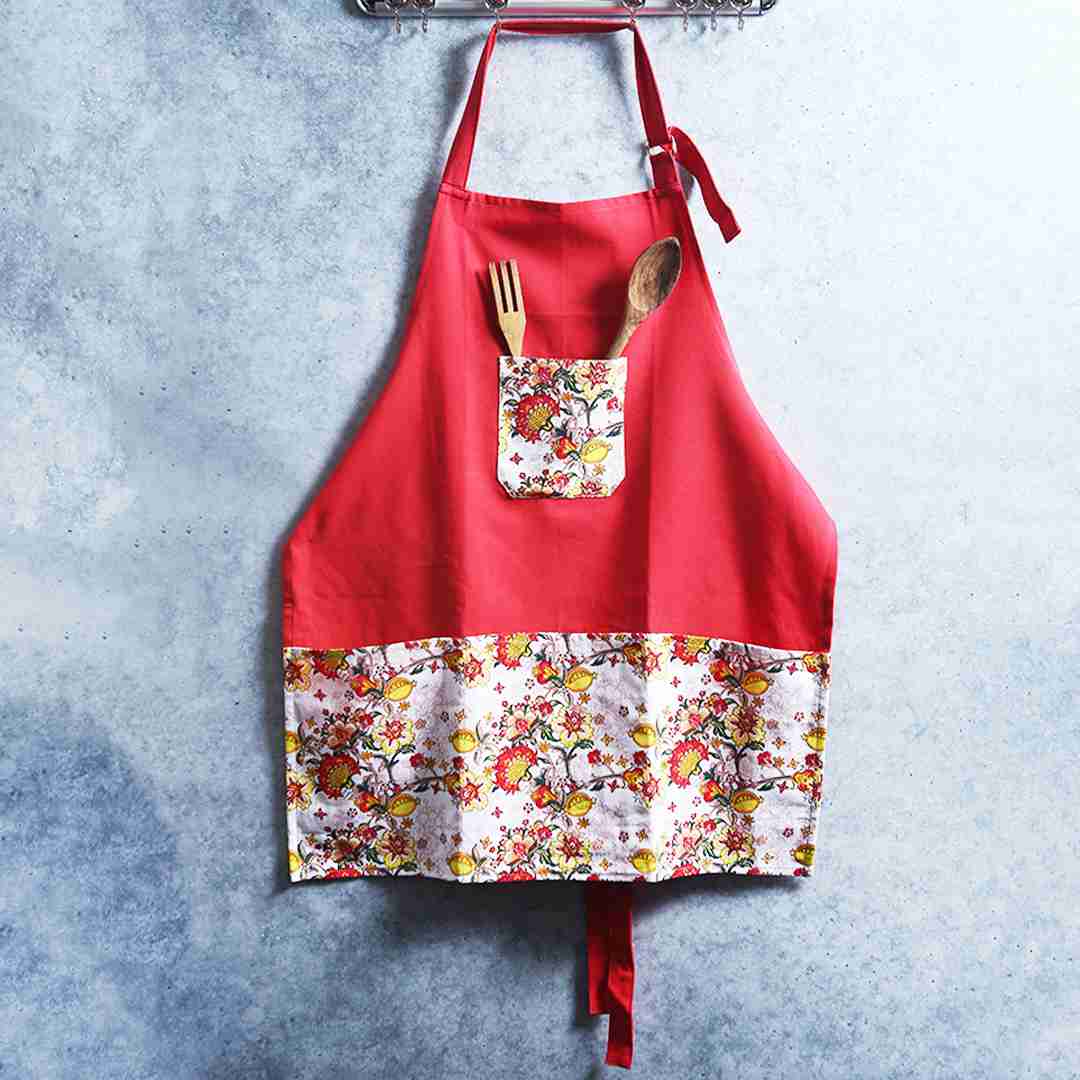 Como Apron with floral print - Red