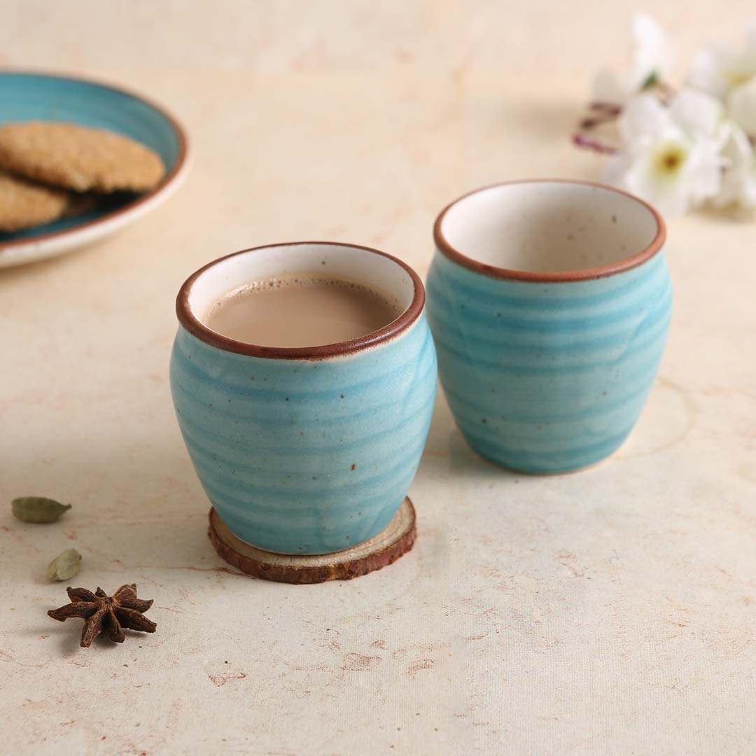 Teramo Stoneware Kullad - Blue (Set of 2)