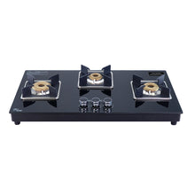 Load image into Gallery viewer, Octavia Auto 3 Burner, Ergonomic knobs, 8 mm thick toughened glass, 2 Years warranty