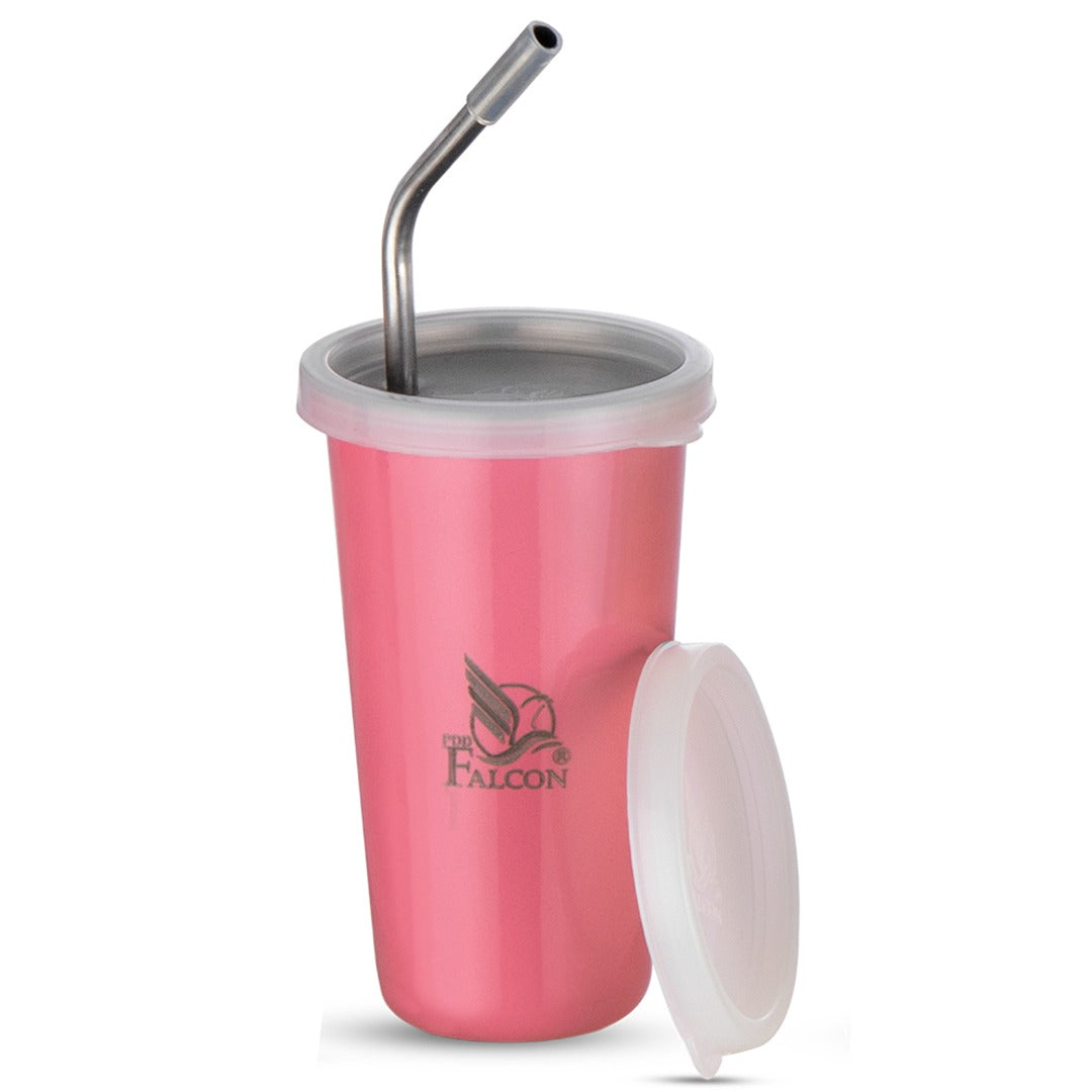 Pdd Falcon Steel Straw Glass 1 Pc Pink 370 ML