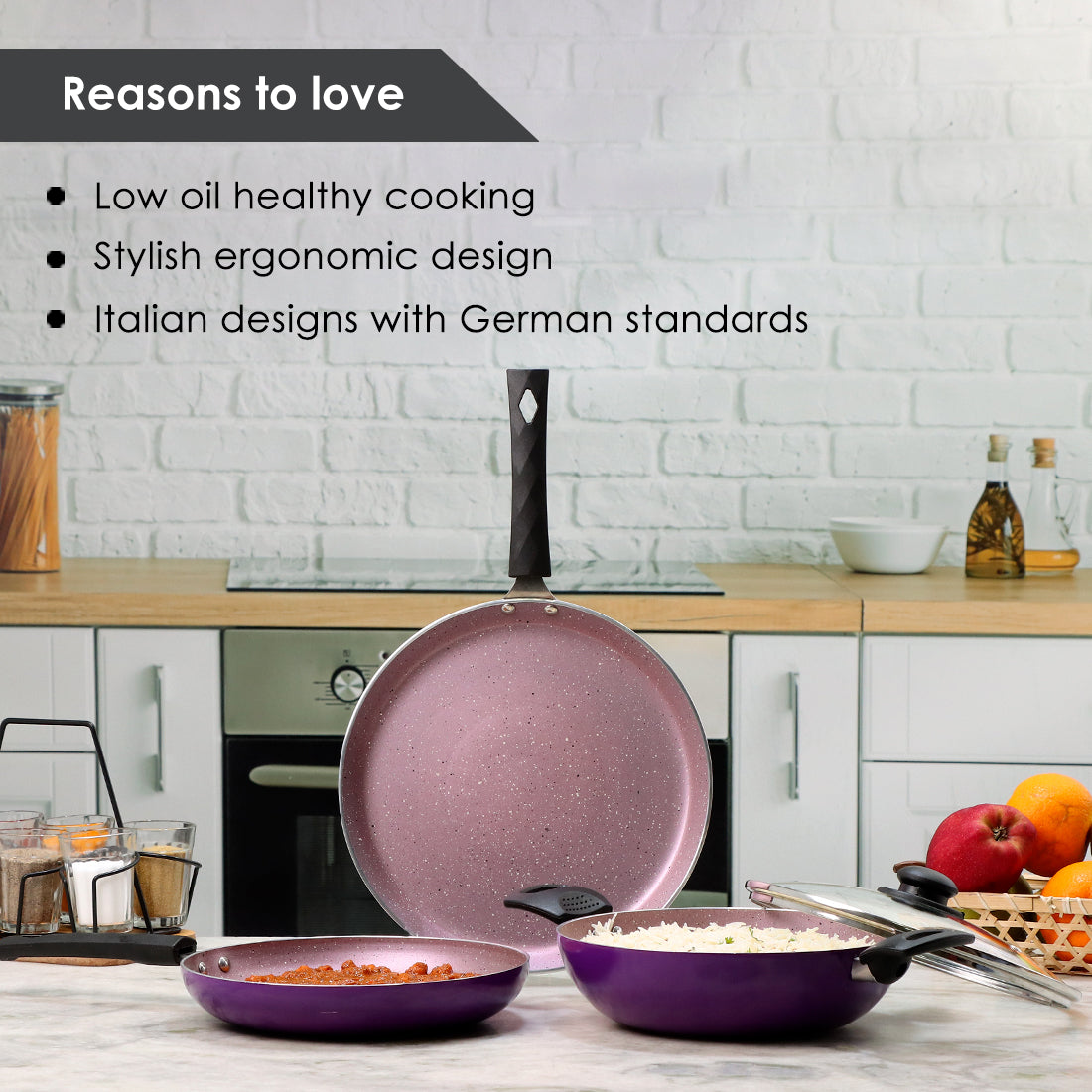 Valencia Non-stick Cookware Set - Purple