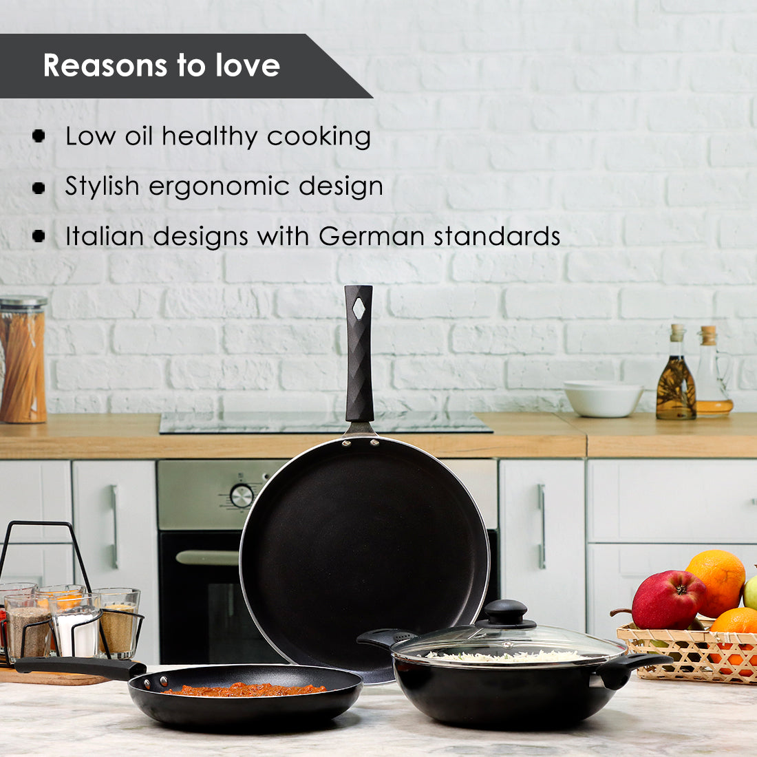 Valencia Non-stick Cookware Set - Black