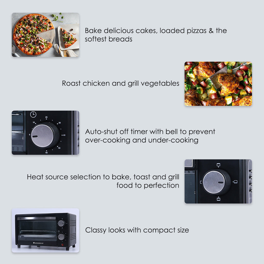 Oven Toaster Griller (OTG) - 9 Litres, Black - With Auto Power-Off with Bell, Heat-Resistant Tempered Glass, 2 Years Warranty