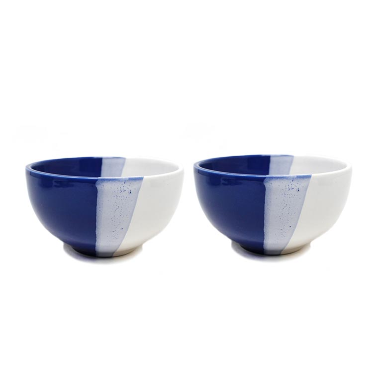 Earth Store White Blue Dual Tone Bowl (Set of 2)