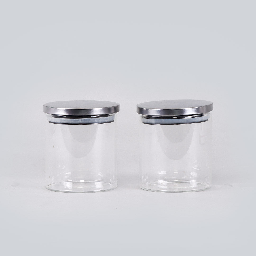 Classic Borosilicate Round Glass Air Tight Jar 700ml - Set of 2 Pcs