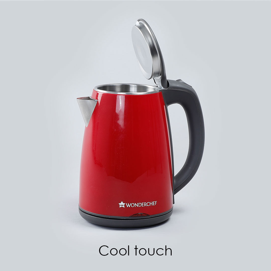 Electric Kettle Crimson Edge, 1.2 Litres, Stainless Steel Interior with Auto-shut Off, 2-level Safety, Cool Touch Plastic Exterior, 2 Years Warranty, 1500W, Red