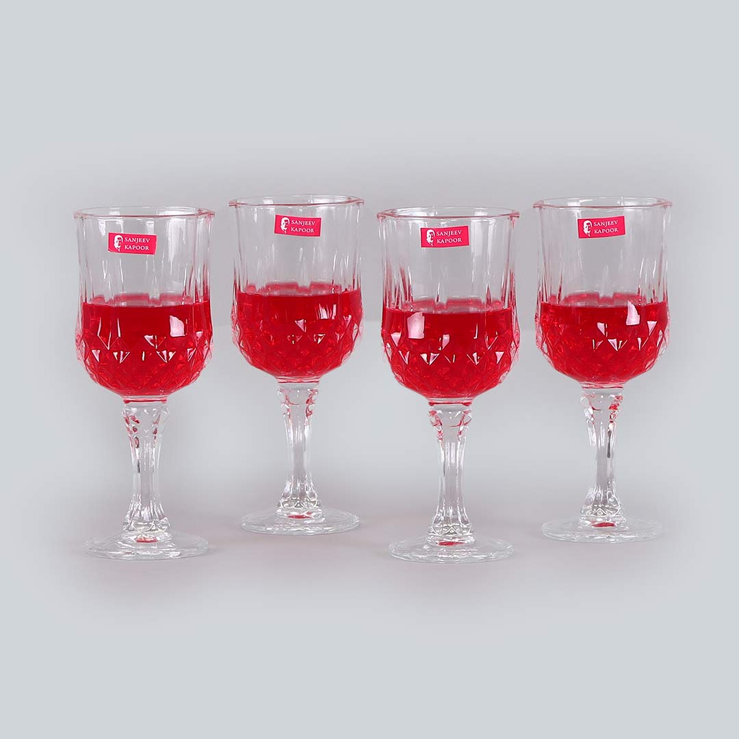 Diamond Goblet Wine Glass 240ml - Set Of 4 Pcs By Wonderchef