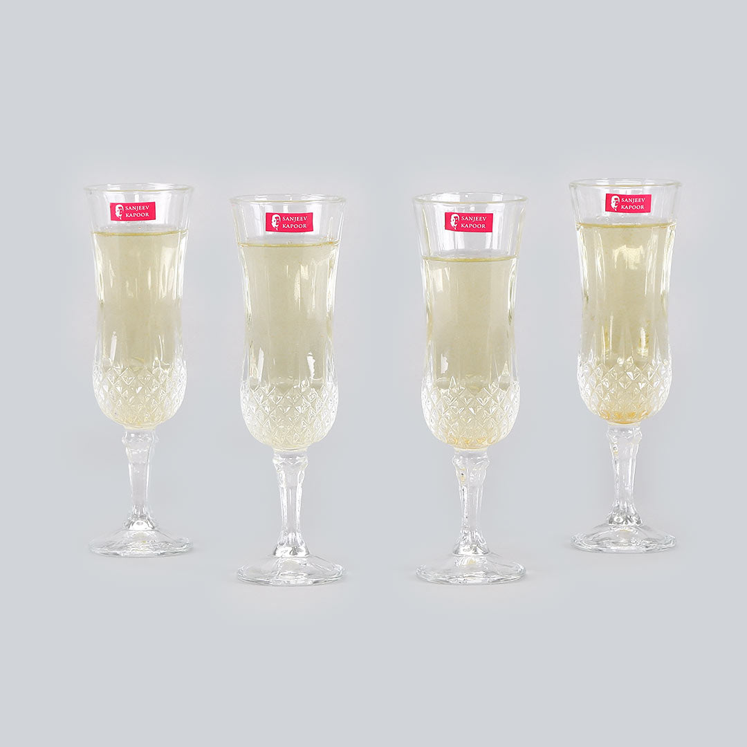 Diamond Goblet - Champagne Glass 180ml - Set Of 4 Pcs By Wonderchef