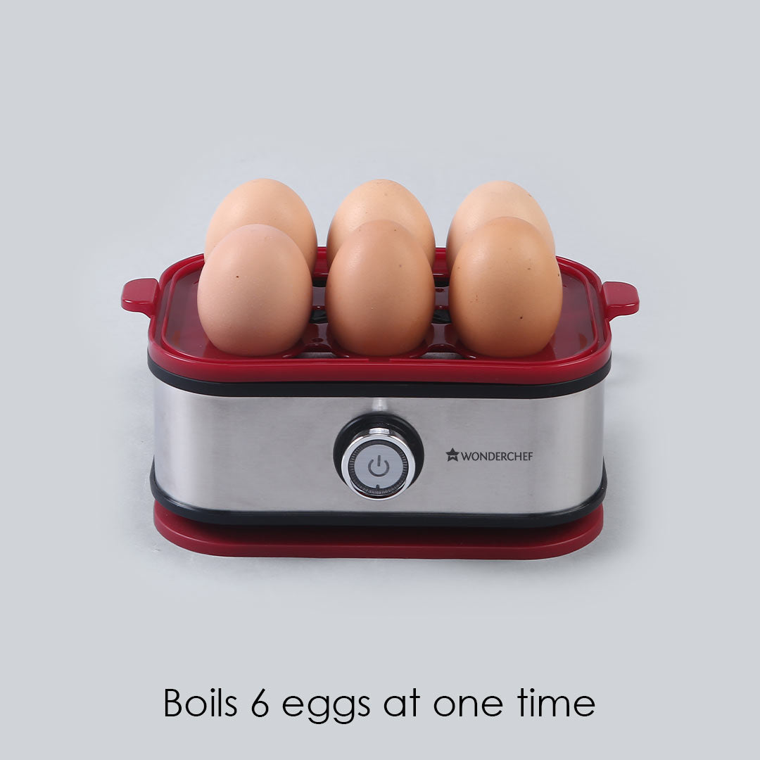 Egg Boiler Crimson Edge With 6 Egg Poacher, 400W, Auto Switch Off, Alarm Function, 2 Years Warranty