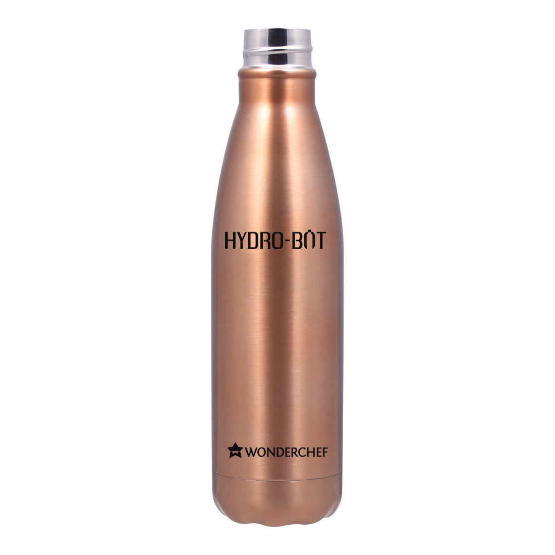 Hydro-Bot, 1000ml, Stainless Steel Single Wall Water Bottle, Light Weight, Spill and Leak Proof, Brown, 2 Years Warranty