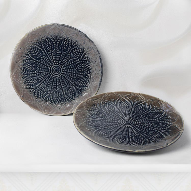 Earth Store Rustic Round Blue Plate  (Set of 2)