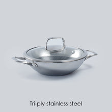 Load image into Gallery viewer, Stanton Stainless Steel Non-stick Kadhai With Lid- 28cm, 3.4L, 2.5mm