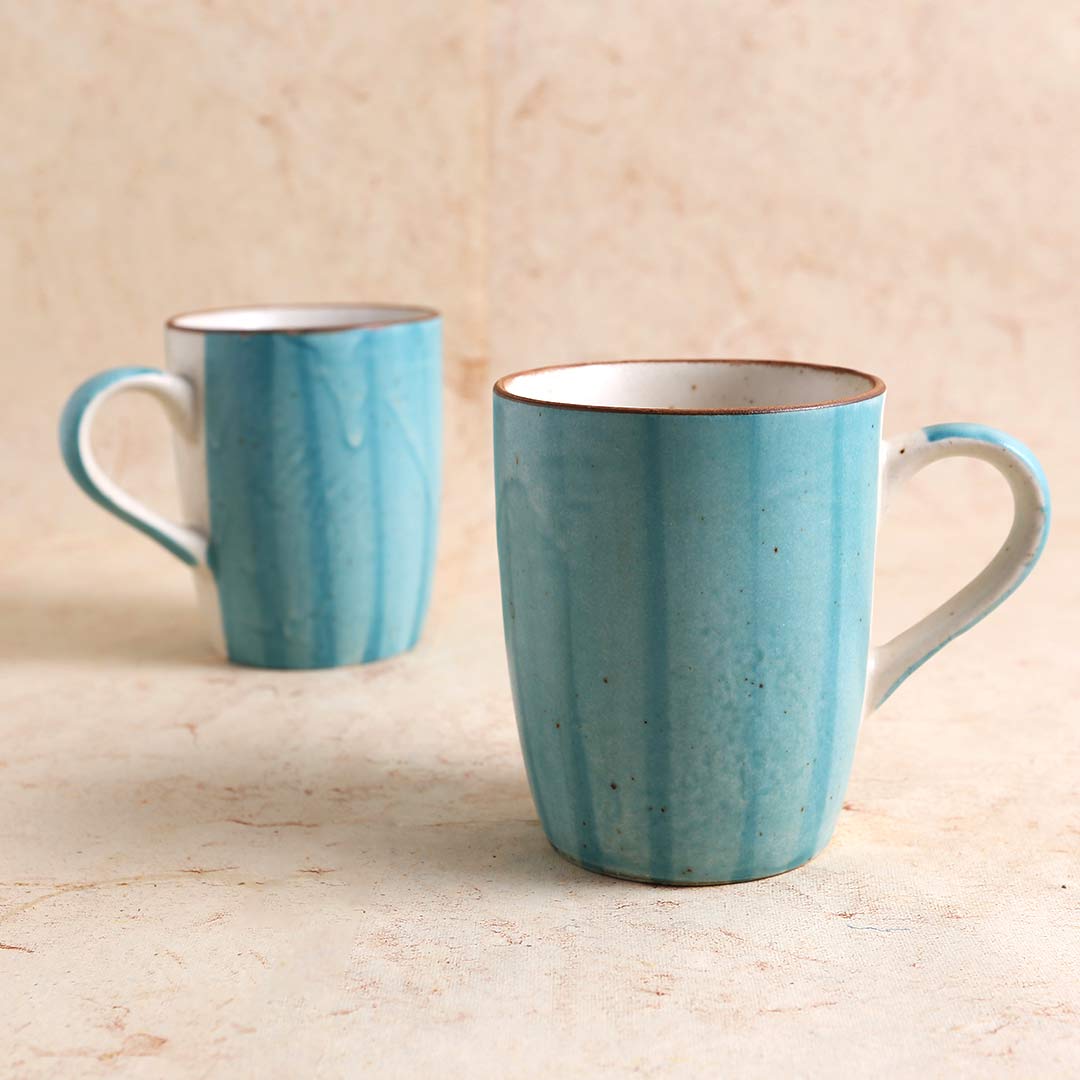 Teramo Stoneware Large Coffee Mug - Blue (Set of 2)