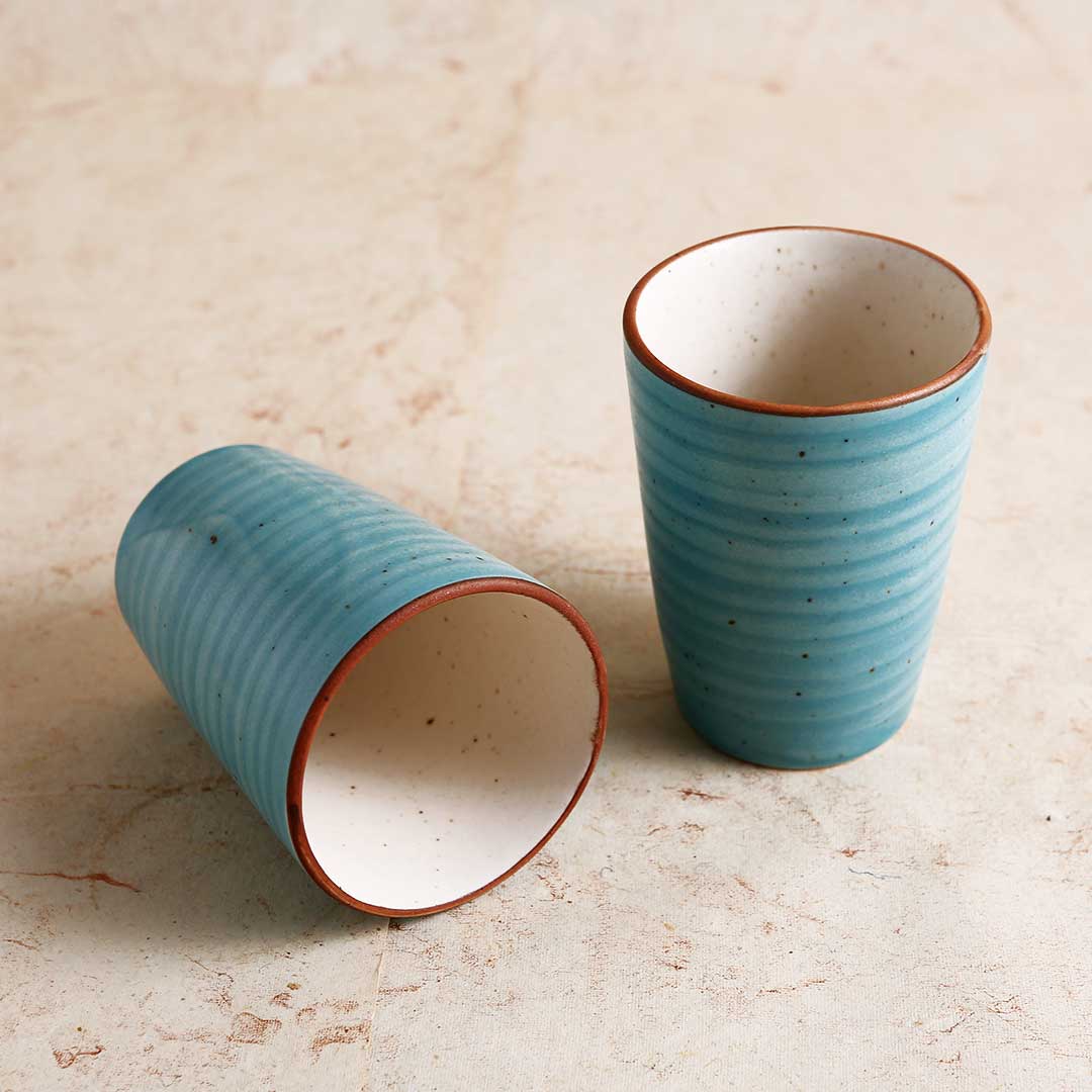 Teramo Stoneware Lassi Tumbler - Blue (Set of 2)