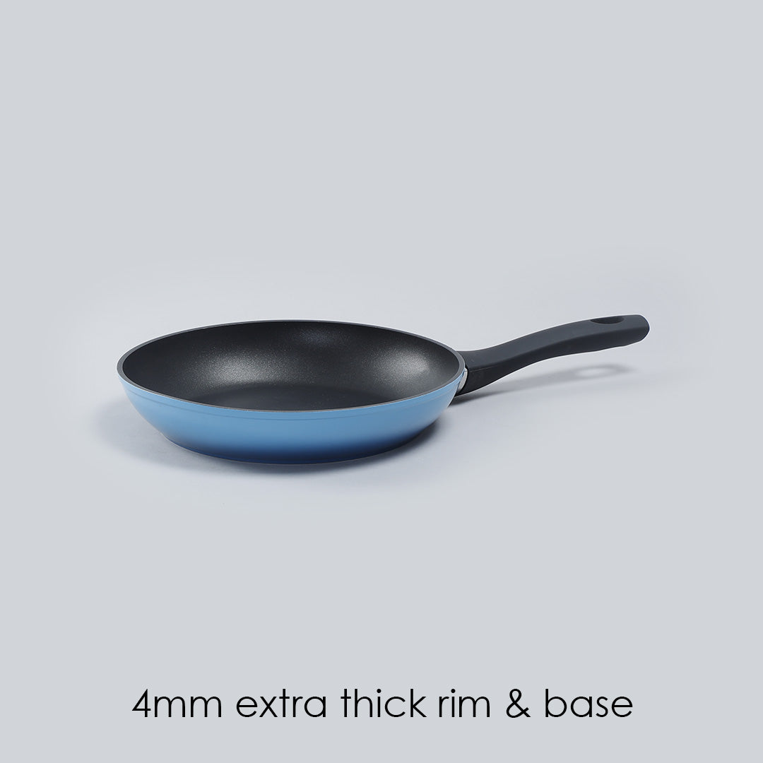 Sapphire Aluminium Non-stick Frying Pan, Induction Bottom, Soft-Touch Handle, Pure Grade Aluminium, PFOA/Heavy metals free, 24cm, 1.5L, 4mm, 2 Year Warranty, Blue