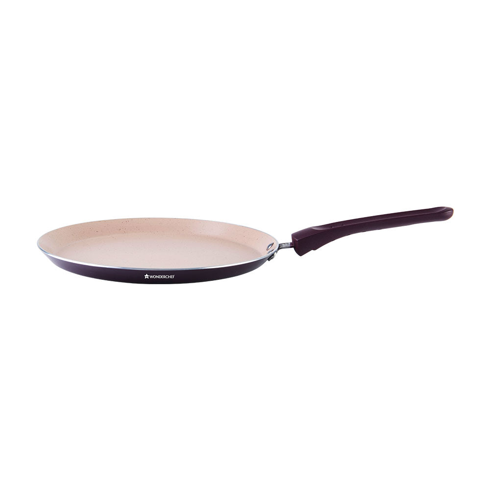 New Milano Set Burgundy 24 cm, Wok, Fry Pan, Dosa Tawa, Meta Tuff - non - stick coating, Pure grade Aluminum,