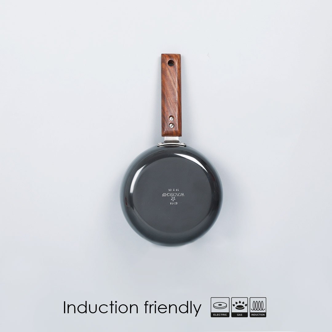 Ebony Hard Anodized Aluminium Deep Fry Pan with Lid, 3.25mm, Grey - Wonderchef