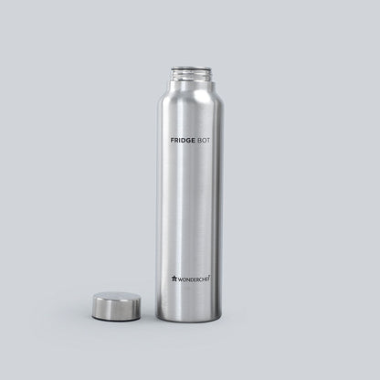 Fridge-Bot, 1000ml (Pack Of 2), Stainless Steel Single Wall Water Bottle, Spill & Leak Proof, 2 Years Warranty