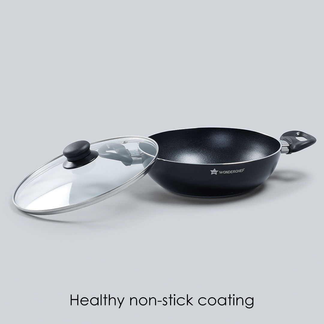 Ultra Aluminium Non-stick Wok - 24cm, 2.7L, 2.7mm, Black