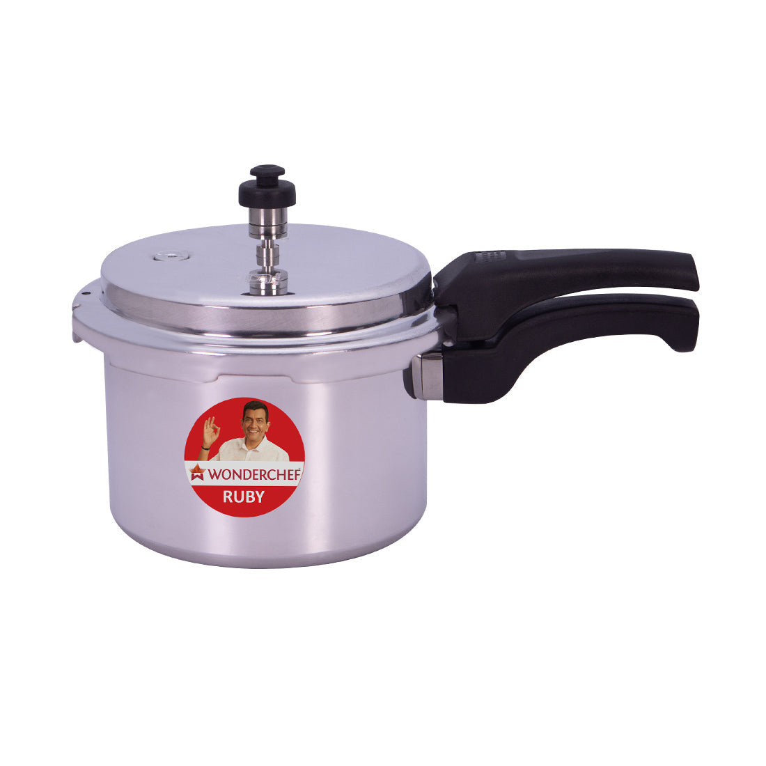 Ruby Induction Base Aluminium Pressure Cooker Combo with Outer Lid, 2, 3, 5L