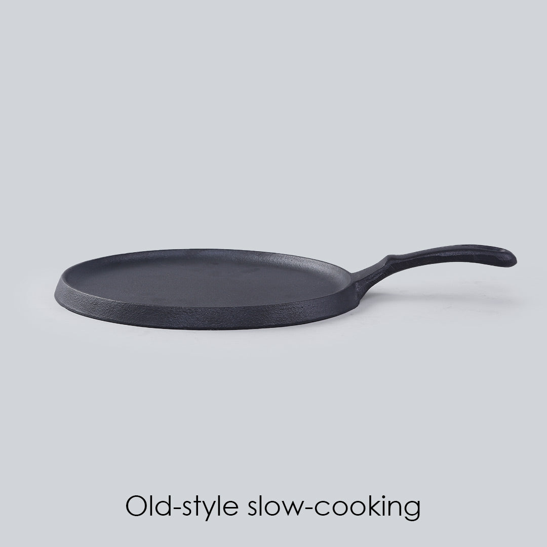 Forza Cast-iron Dosa Tawa, Pre-Seasoned Cookware, Induction Friendly, 25cm, 3.8mm