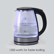 Load image into Gallery viewer, Azure Electric Glass Kettle, 1.8L, Borosilicate Glass Body, Stainless Steel Heating Plate, 1500W, 1 Year Warranty