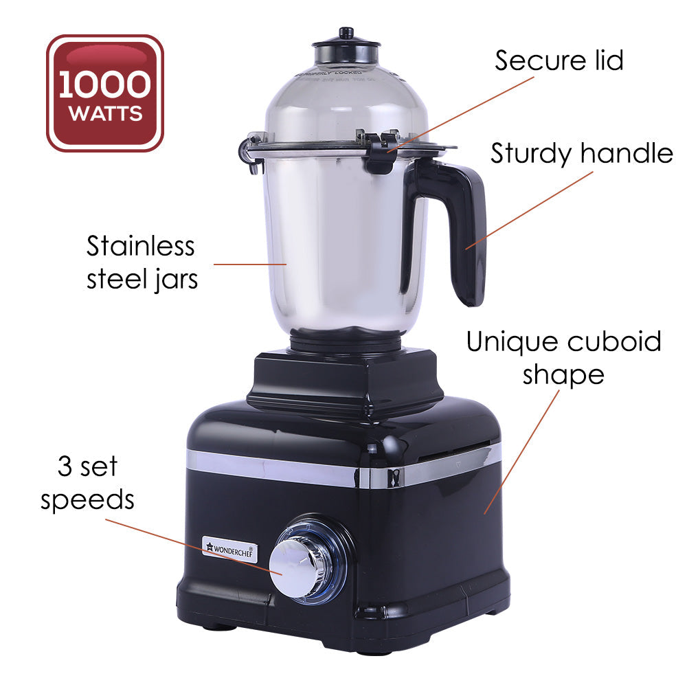 Sumo Mixer Grinder with 4 Stainless Steel Jars, 1000 W in Black