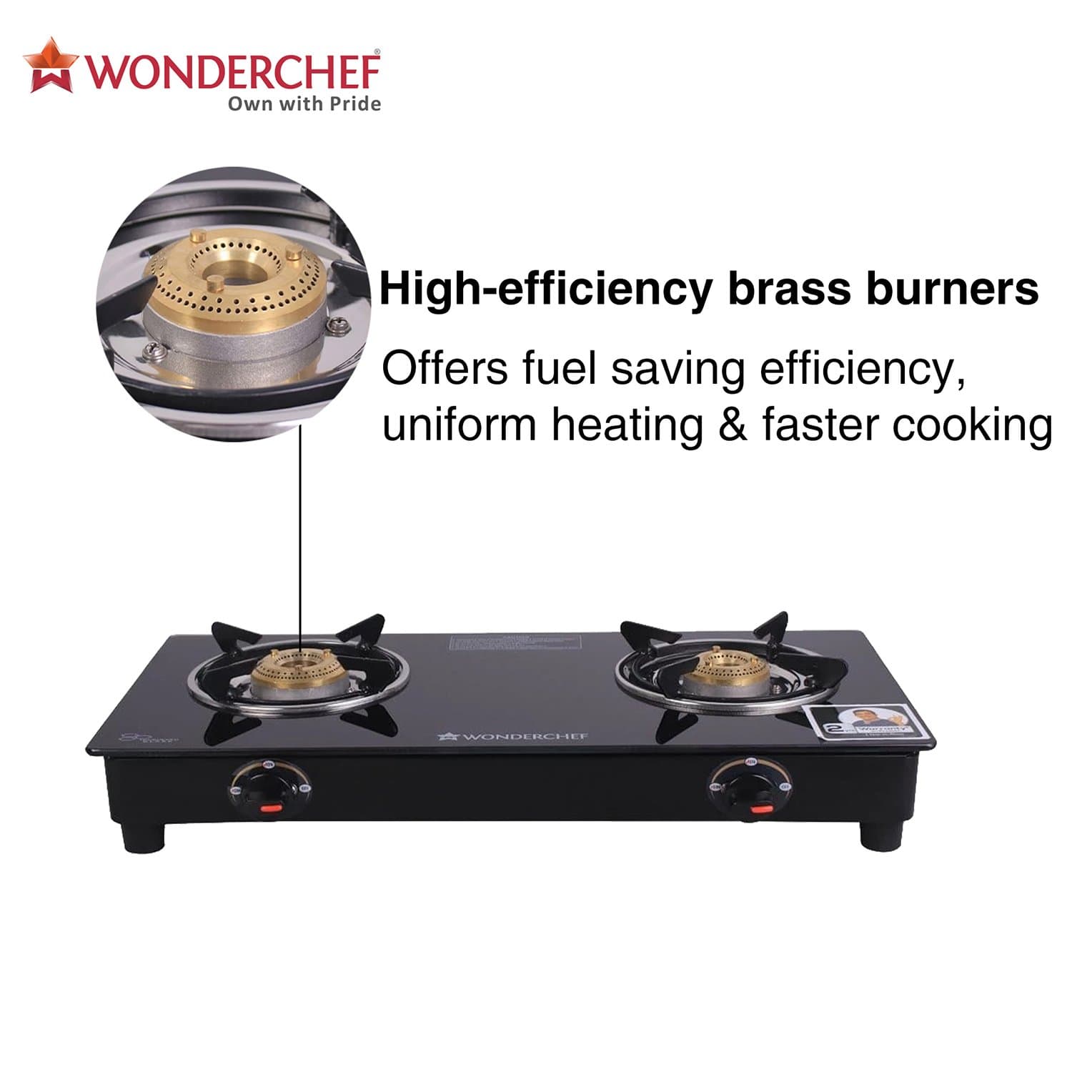 Wonderchef Ruby Black 2 Burner Glass Cooktop - Wonderchef