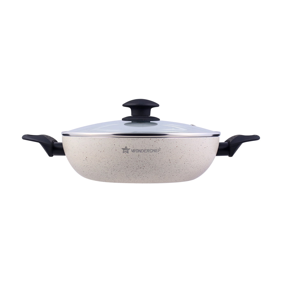 Wonderchef Romano Warm White Wok with Lid 26cm - Wonderchef