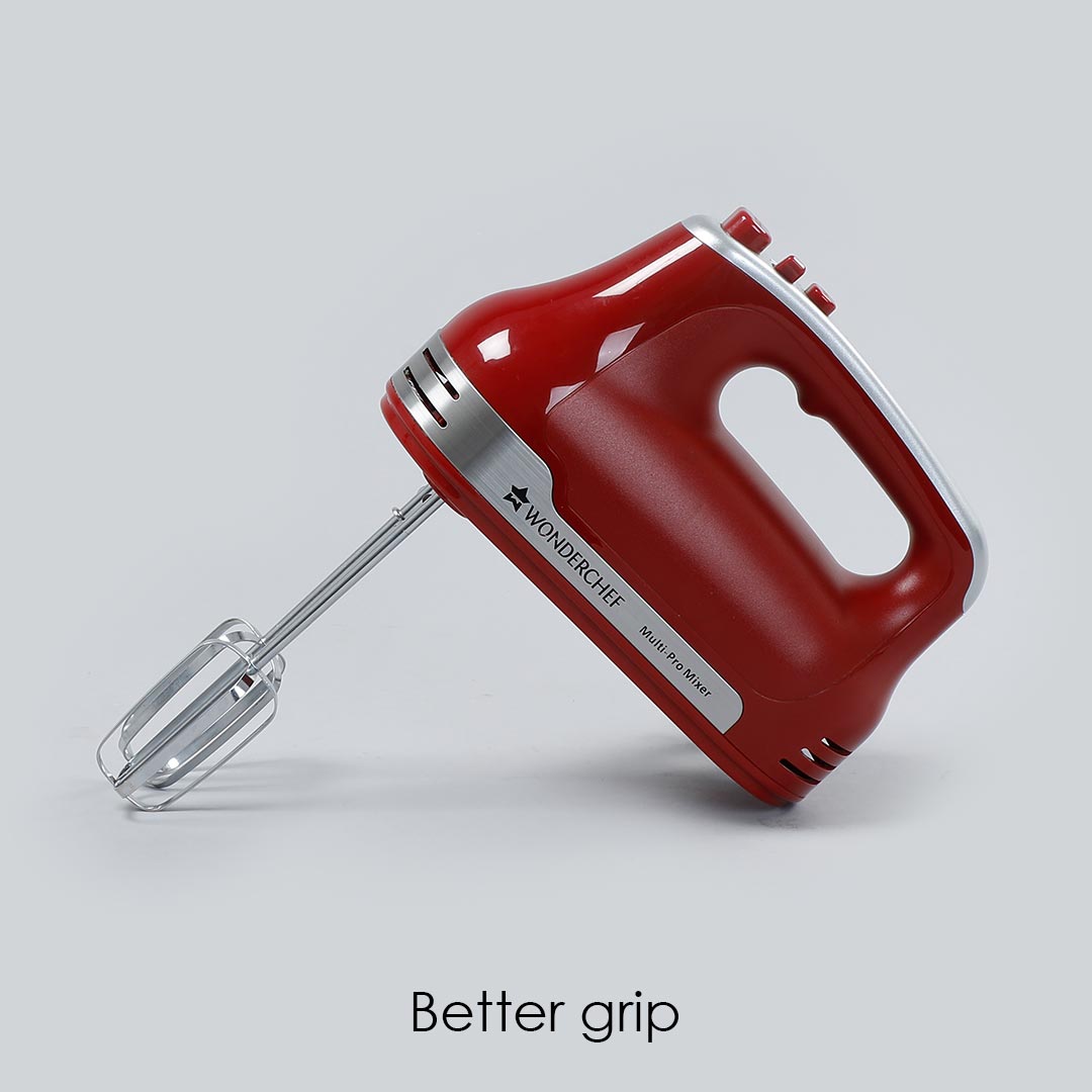 Hand Mixer Crimson Edge, 5 Speed Setting with Stainless Steel Beaters and Dough Hooks, 2 Years Warranty, 300W, Red