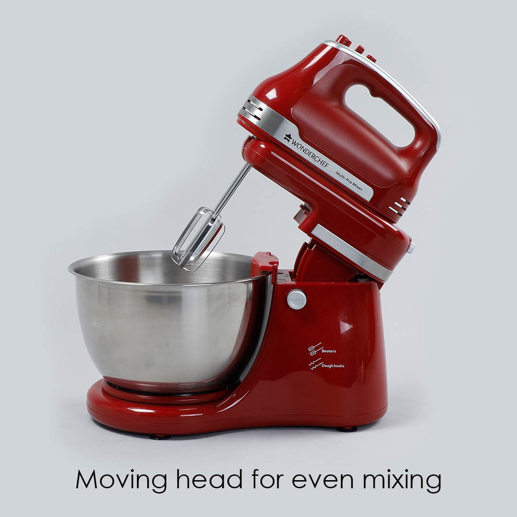 Stand Mixer, Beater And Dough Kneader Crimson Edge, 3 Attachments, 5 Speed Setting, 4.5L Bowl, 2 Years Warranty, 300W – Red