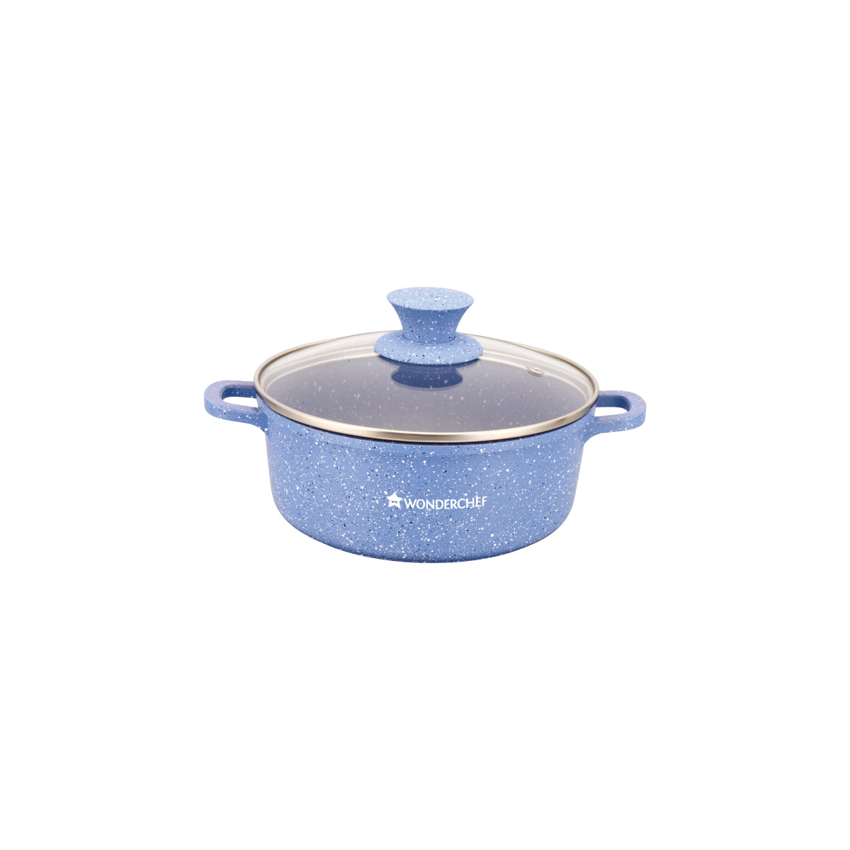 Granite Die-cast Non-stick Casserole Set, 6Pc (1150ML, 2000ML, 4500ML) With Lids, Induction Bottom, Soft Touch Handles, Pure Grade Aluminium, PFOA/Heavy Metal Free, 2 Years Warranty, Blue