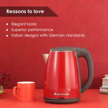 गैलरी व्यूवर में इमेज लोड करें, Electric Kettle Crimson Edge, 1.2 Litres, Stainless Steel Interior with Auto-shut Off, 2-level Safety, Cool Touch Plastic Exterior, 2 Years Warranty, 1500W, Red