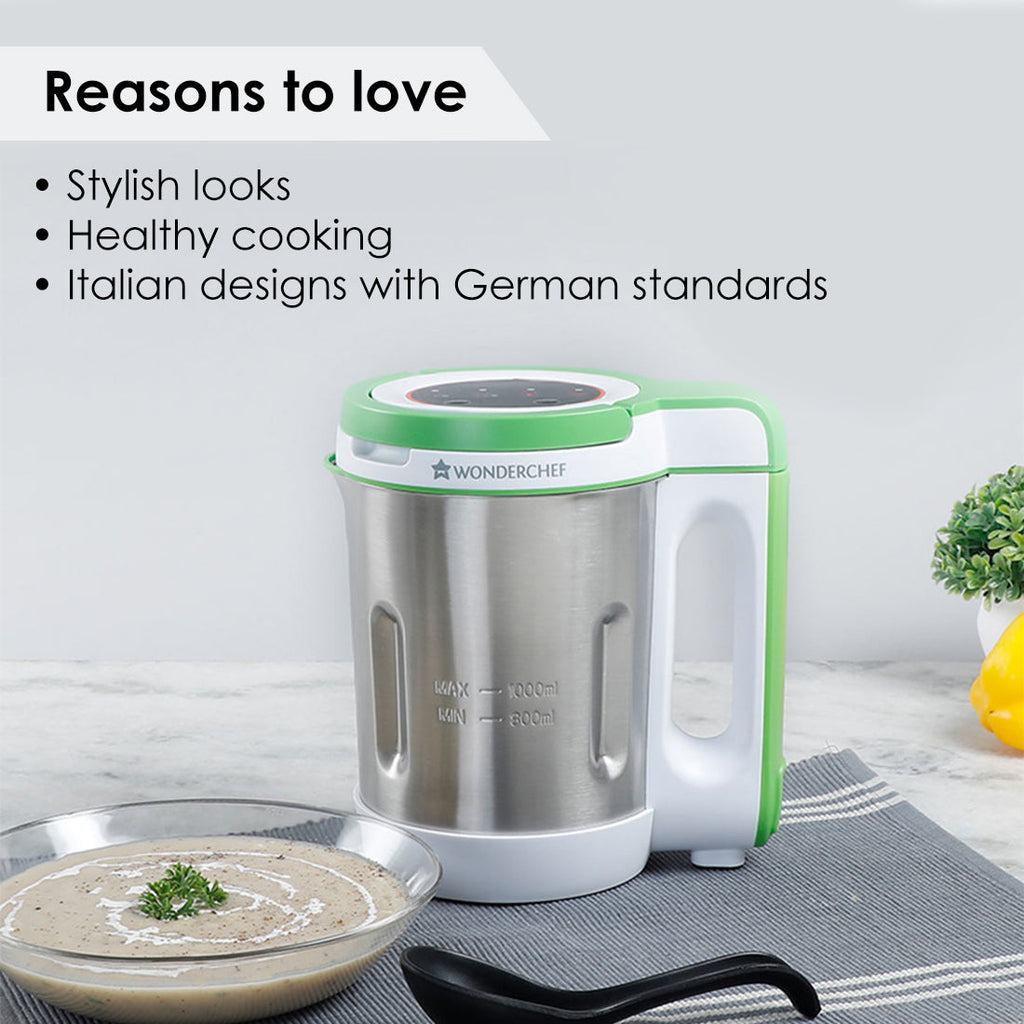 Soup Maker 1L, 800W, Green and Silver, Easy to use,