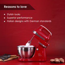 गैलरी व्यूवर में इमेज लोड करें, Stand Mixer, Beater And Dough Kneader Crimson Edge, 3 Attachments, 5 Speed Setting, 4.5L Bowl, 2 Years Warranty, 300W – Red