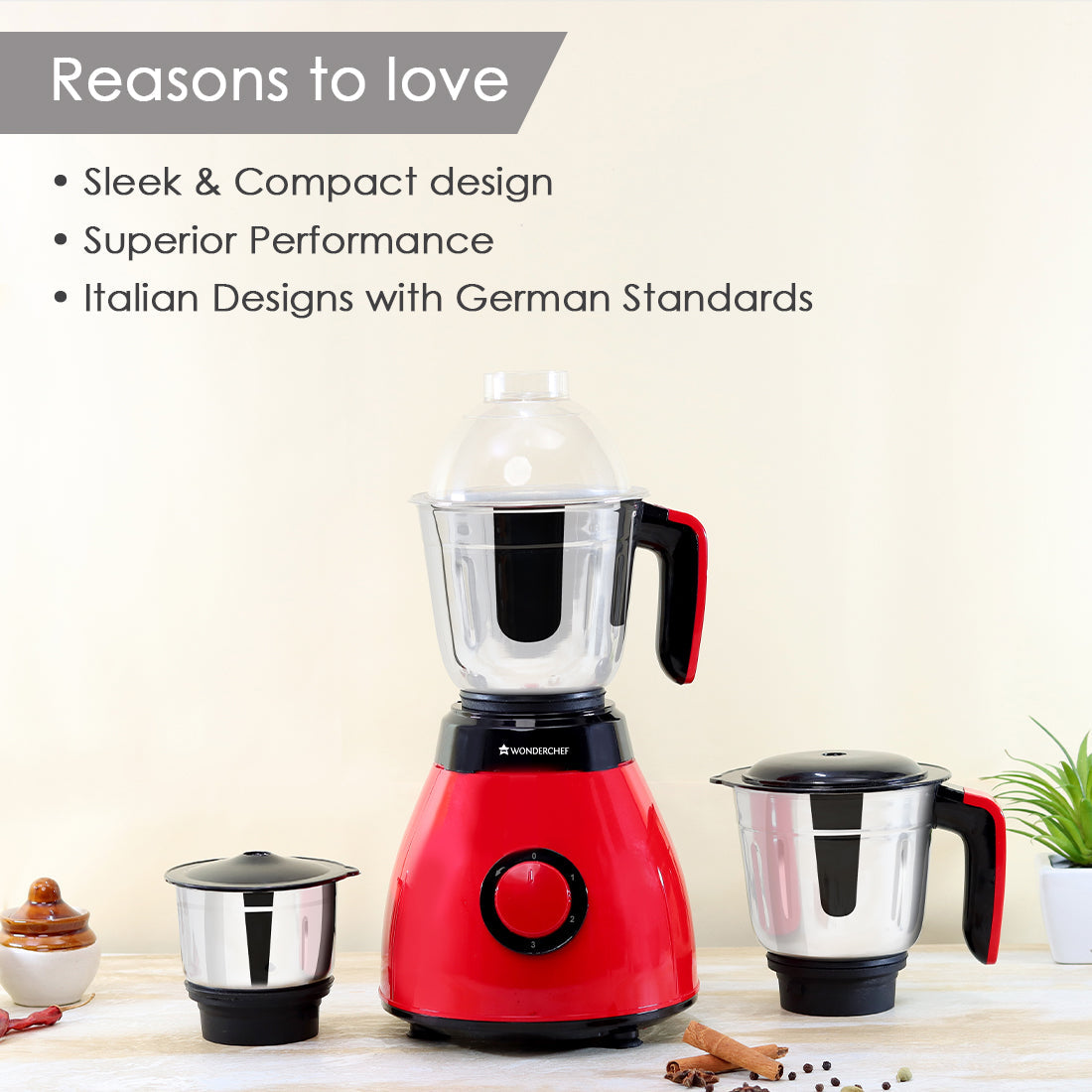 Vesper Mixer Grinder 600W - Red