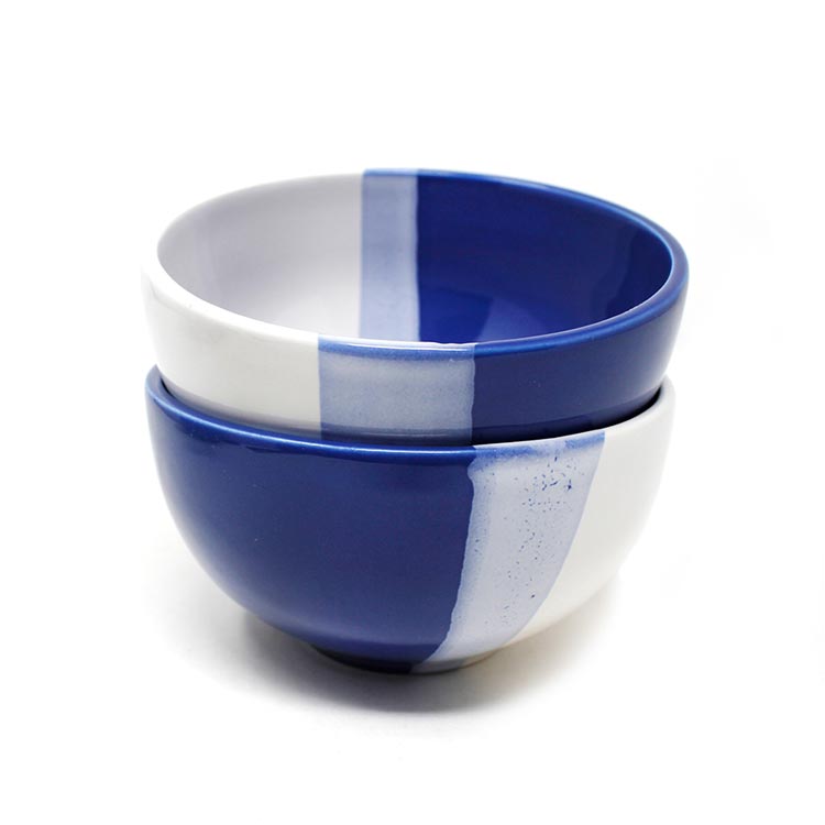 Earth Store White Blue Dual Tone Bowl (Set of 2)