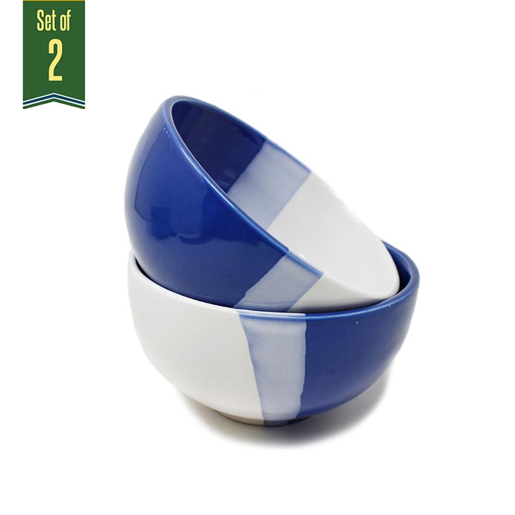 Earth Store White Blue Dual Tone Bowl (Set of 2)