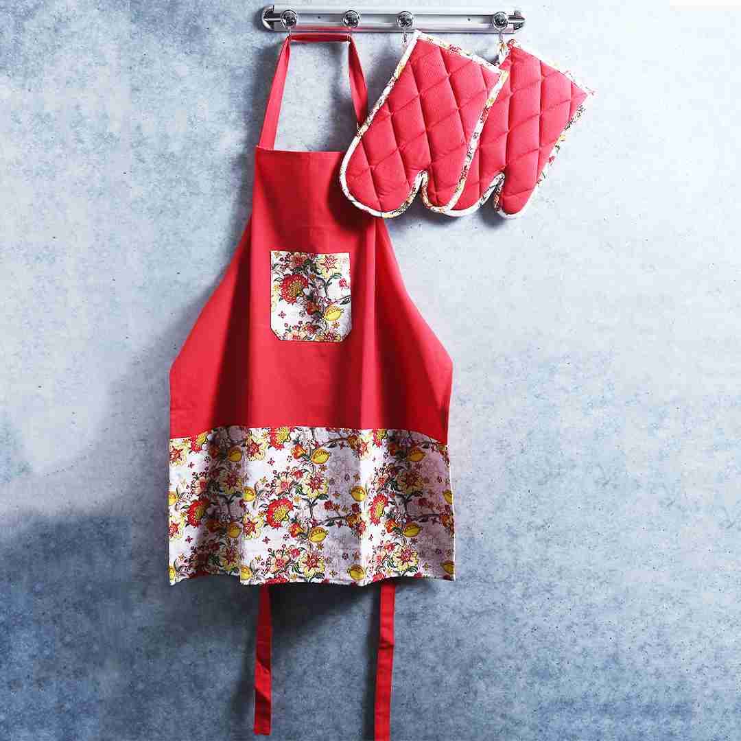 Como Apron with floral print - Red