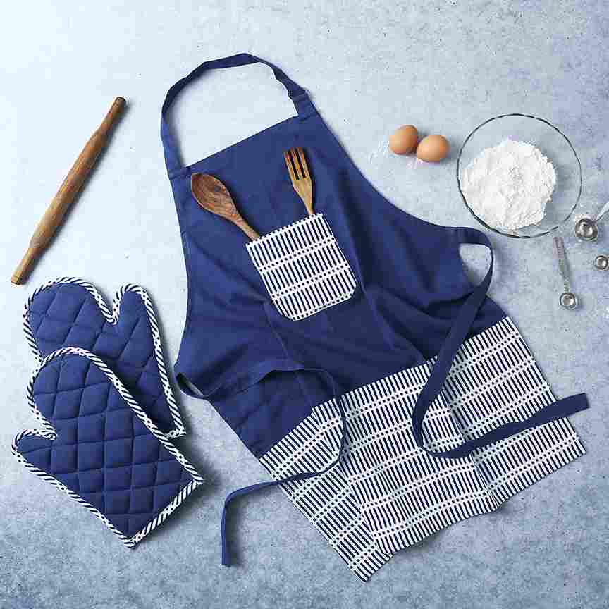 Como Oven Mittens - Blue (Set of 2)