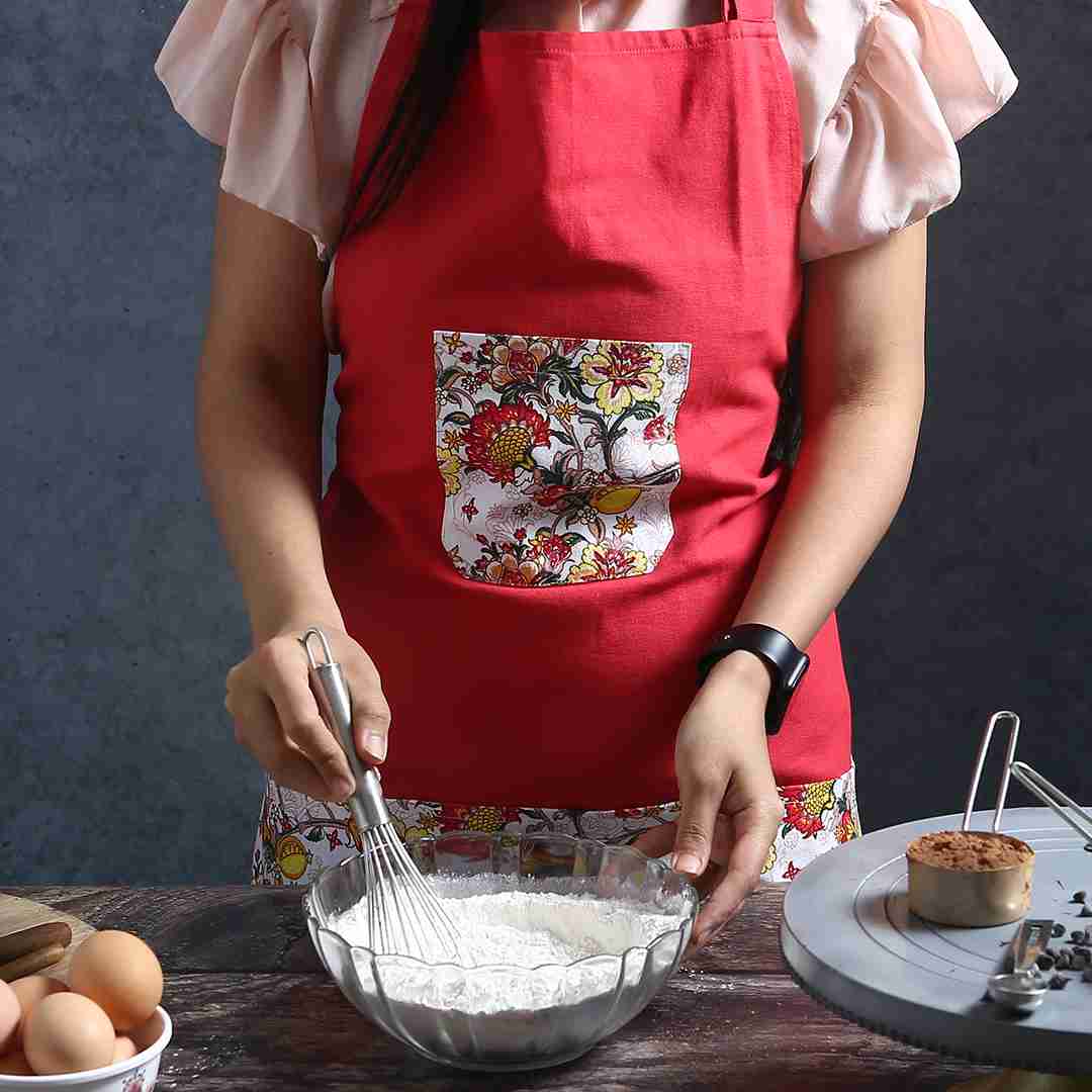 Como Apron with floral print - Red