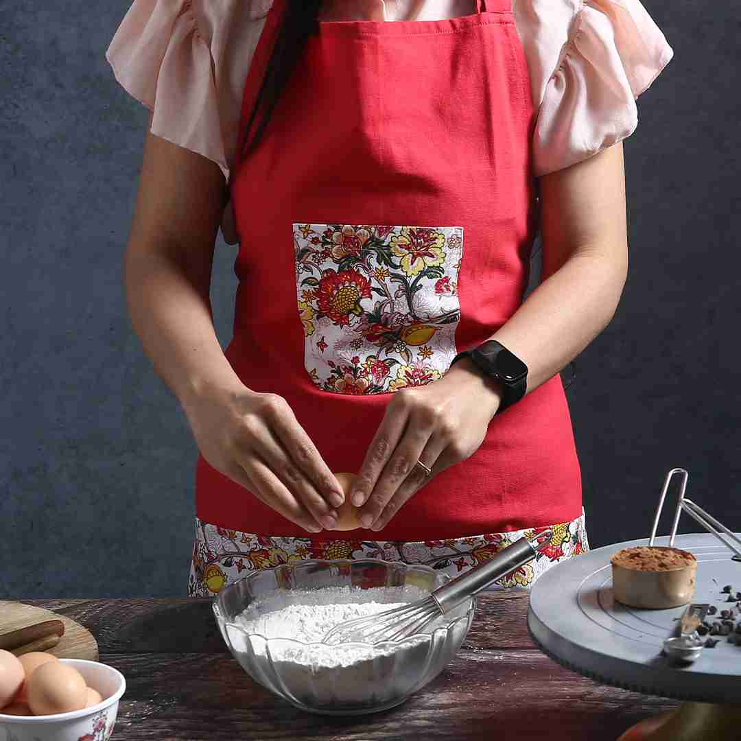 Como Apron with floral print - Red