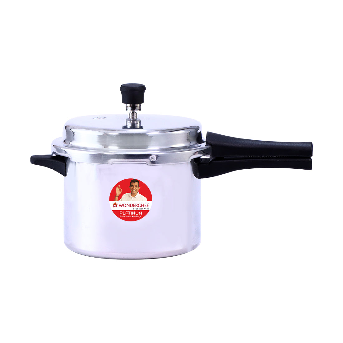 Platinum Pressure Cooker Combo Set (2L, 3L & 5L), Single valve, Ergonomic cool touch handles, Durable body,